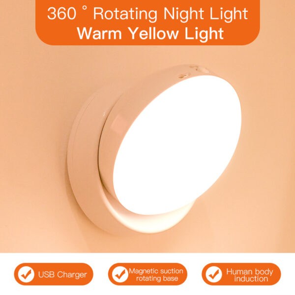 Rotating Human Body Sensor Light Corridor Garage Light Wardrobe Light Motion Sensor Night Light - Image 5