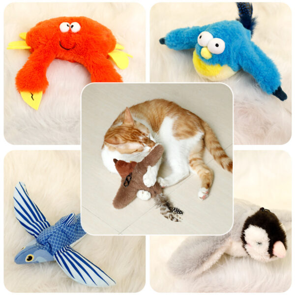 Pet Plush Toy Making Sound Electric Fish Jumping Winged Bird - Image 6