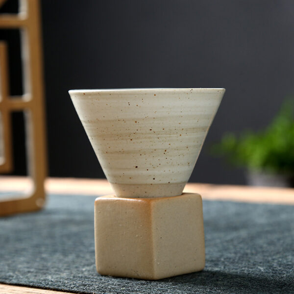 Stoneware Espresso Cup Creative With Base Vintage Ceramic - Image 2