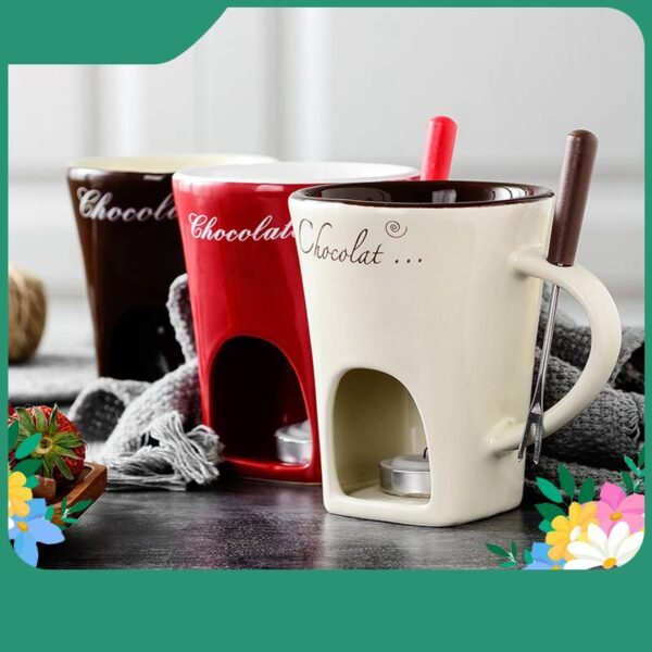 Fondue Mug Set Personal Mini Fondue Pots Chocolate Cheese Ice Cream Fondue Maker Kit Individual Butter Melter Cup Small Warmer Kitchen Gadgets - Image 2