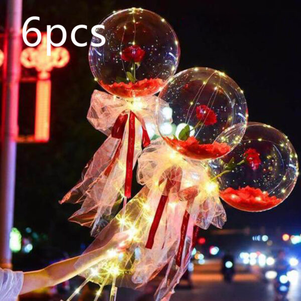 LED Luminous Balloon Rose Bouquet Transparent Bobo Ball Rose - Image 2